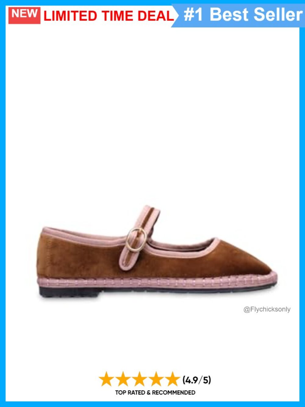 Velvet Round Toe Flats with Buckle Strap and Cushioned Footbed